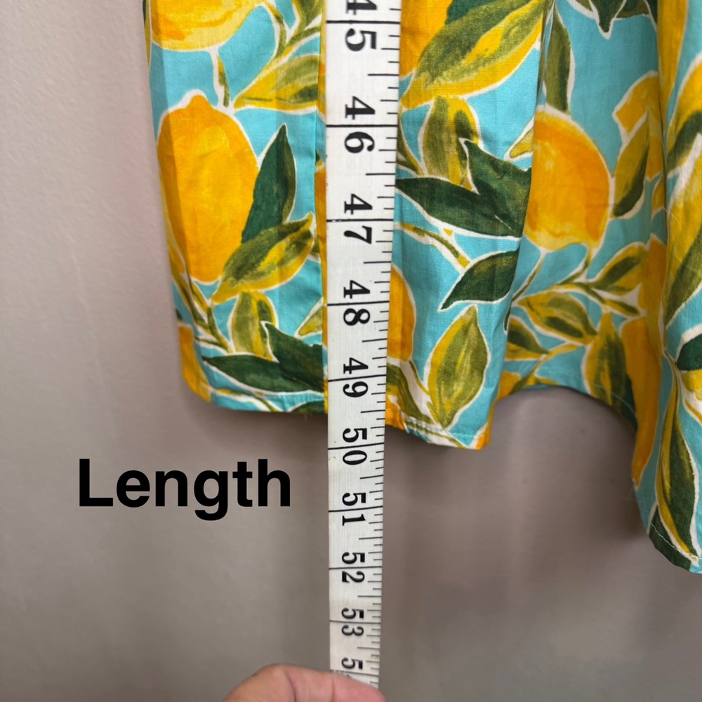 Avara Feeling Zesty Aqua Lemon Print Midi Dress Sz 2X - Picture 4 of 9